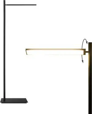 Brightech Linden LED Standing Floor Lamp for Bedroom, Living Room, Office - Tall Modern Bedside Reading Light - Dimmable and Adjustable Head - Black