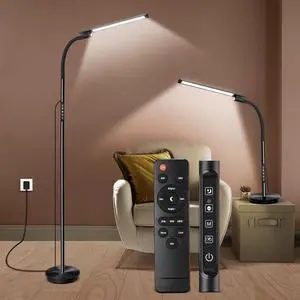 LED Floor Lamp, Floor Lamps for Living Room with Night Light & 5 Colors & 5 Brightness, Adjustable Gooseneck Floor Reading Lamp with Remote & Touch Control, Tall Standing Floor Lamp for Bedroom Office