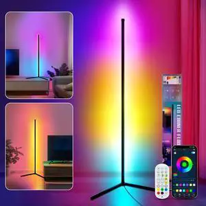LED Corner Lamp, RGB Ambience Lighting Works with APP Control,16 Million DIY Colors Mode Standing Light with Remote, Music Sync & Timer, Smart lamp for Party Bar Gaming Living Room
