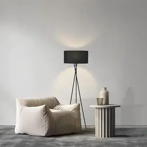 Tripod Floor Lamp, Mid Century Standing Lamp, Modern Design Studying Light for Living Room, Bedroom, Study Room and Office, Black Lamp Shade