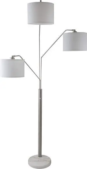 SH Lighting 83.5" Arc Tree Floor Lamp - Featrue 3 Hanging White Drum Fabric Shade with Adjustable Swing Arm and Marable Base - Great for Living Rooms, Bedrooms, or Arching Over Couches - 6949SN