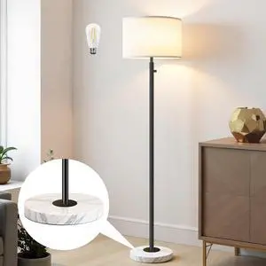 Floor Lamp for Bedroom,Modern Floor Lamp for Living Room,Standing Lamp with Marble Base,Tall Standing Lamp for Bedroom,Reading,Office & Kids' Room,LED Bulb Included(Black)
