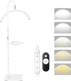Lash Light for Eyelash Tech, Led Half Moon Light Lamp for Tattoo, Lash Extensions, Esthetician & Artists, Adjustable Height, Dimmable Brightness, with Stand Tray, White
