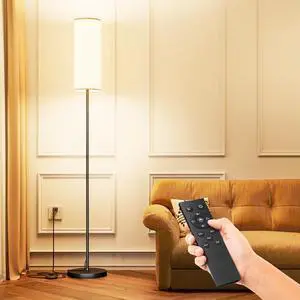 Keepsmile LED Floor Lamps for Living Room,Dimmable Floor Lamp with Remote,Custom Tall Lamp for Bedroom with 12W LED Bulb,Pole Light with Lamp Shade Foot Switch,Modern Standing Lamps for Office Dining