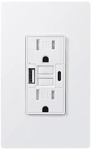 DEWENWILS GFCI Outlet 15 AMP, Outdoor GFCI Outlet with USB Ports 30S Self-Test with Indicator Light, Tamper-Resistant Standard Electrical Outlets, Screwless Wall Plate, Clamping Plate, ETL Listed