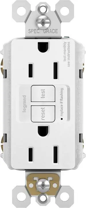Legrand radiant 1597WCCD12 15 Amp GFCI Self Test Decorator Duplex Outlet, White (1 Count)