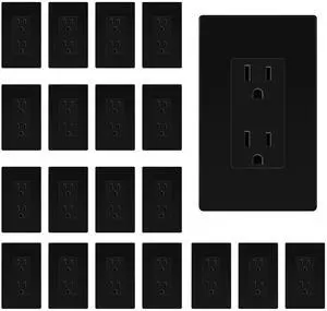 TG 20 Pack Matte Black Decorator Receptacle with Screwless Wall Plate, Standard Electrical Wall Outlet, 15A 125V, Self-Grounding, 2-Pole, 3-Wire, 5-15R, UL Listed, Non Tamper Resistant