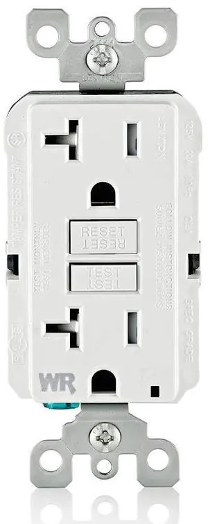 Leviton Self-Test SmartlockPro Slim GFCI Weather-Resistant and Tamper-Resistant Receptacle with LED Indicator, GFWT2-W, White