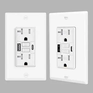 20A GFCI Outlet with Dual USB Ports (Type A+C), Self-Test GFI Electrical Outlet with Tamper-Resistant,Ground Fault Circuit Interrupter Outlet with 2 USB Charging Ports,ETL Listed, White,2 Pack