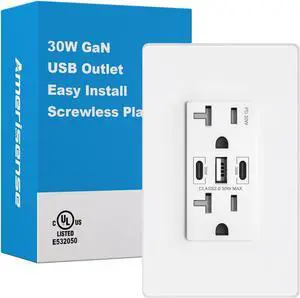 30W PD3.0 USB Wall Outlet, 20 Amp Tamper-Resistant Receptacle with 2 USB Type C Ports&1 USB Type A Port, USB Charger for iPhone/iPad/Samsung/LG/MacBook air, UL Listed (2 Pack)