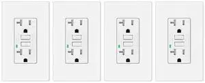 20 Amp GFCI Outlet 4 Pack,Greencycle Self Test GFI Electrical Outlet 20 Amp White,Hospital Grade Outlet,Weather Resistant with Led Indicator, Screwless Wallplate Included, Safe Outlet ETL Certified
