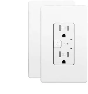 Smart Outlet with Matter, App & Voice Control, No Bridge, Works with Apple Home, Alexa, Google Home, SmartThings, 100% Privacy, White, 15A, 2-Pack