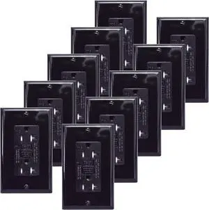 GFCI Outlet 20A Standard Decorative Tamper Resistant Duplex Receptacle with LED Indicator, Ground Fault Circuit Interrupter, Protection, UL Listed, Black 10-Pack