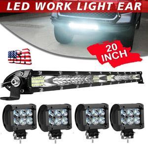 20" inch 1560W LED Light Bar Flood Spot Combo For Jeep Offroad + 4x4" LED Pods