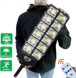 UMEXUS Outdoor Solar Power Commercial Street Light LED Lamp IP65 Waterproof 360LEDs Super Bright 6500K Remote Control Motion Sensor Gardon Yard Path Garage Door