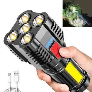 eYotto LED Mini Flashlight, 4 Lighting Modes Waterproof Rechargeable Handheld Flashlight with Side Light for Outdoor Activities Climbing Camping Hiking