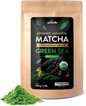 Premium Matcha Green Tea Powder - Organic Japanese Origin Ceremonial Grade Matcha - First Harvest from Japan - [1.1 lbs] - Japanese Macha Tea - by AprikaLife