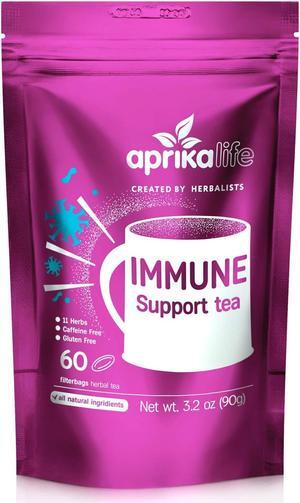 Aprika Life  Immune Support Tea with Soothing, Delicious Lemon Balm, Peppermint, Rose Hips, Chamomile, Lavender, Lemongrass. Rich in Vitamins & Antioxidants - 60 Bags