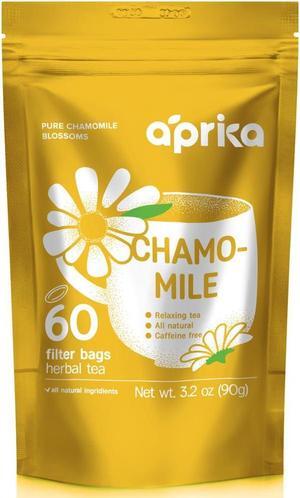 100% Pure Chamomile Tea - Only Flowers without Stems, Chamomile Tea Bags Caffeine Free, 60 count, Calming Tea Chamomile by Aprika Life