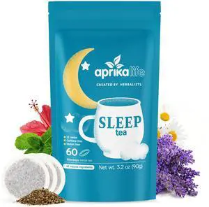 Aprika Life - Sleep Tea with Sleep Guide, 100% Natural Herbal Tea with 12 Herbs Created by Herbalists, Promotes Relaxation, Stress Relief - Restful Sleep - 60 bags Aprika Life - Sleep Tea with Sleep Guide, 100% Natural Herbal Tea with 12 Herbs Created by Herbalists, Promotes Relaxation, Stress Relief - Restful Sleep - 60 bags