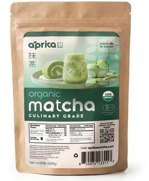 Matcha Powder for Latte, Smoothies and Recipes, Organic Japanese Matcha Powder, Culinary Grade Green Tea Powder 1.1 lb/500g - USDA & JAS Organic by Aprika Life Matcha Powder for Latte, Smoothies and Recipes, Organic Japanese Matcha Powder, Culinary Grade Green Tea Powder 1.1 lb/500g - USDA & JAS Organic by Aprika Life