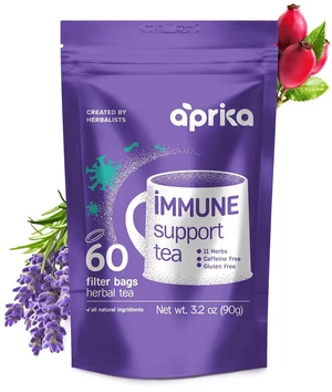 Aprika Life Immune Support Tea with Soothing, Delicious Lemon Balm, Peppermint, Rose Hips, Chamomile, Lavender, Lemongrass. Rich in Vitamins & Antioxidants - 60 Bags Aprika Life Immune Support Tea with Soothing, Delicious Lemon Balm, Peppermint, Rose Hips, Chamomile, Lavender, Lemongrass. Rich in Vitamins & Antioxidants - 60 Bags