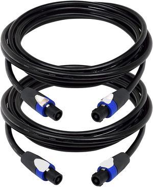 BRENDAZ {2 Pack} SpeakOn to SpeakOn 12AWG (OFC) Pro Speaker Cable, Audio DJ Cord Speakon Cables with Twist Lock (25Feet)