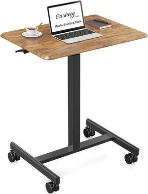 Casheey Height Adjustable Small Mobile Rolling Standing Desk with Wheels, Portable Laptop Desk, 28.5 to 42.5 Inches, Premium Steel Frame, Lockable Casters, Versatile Workspace