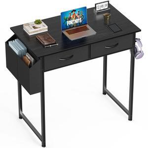 Casheey Home Office Desk with Drawers and Shelves  32 Inch Computer Desk with Storage Cube, Adjustable Shelves & Sturdy Metal Frame for Work or Study 32" Black