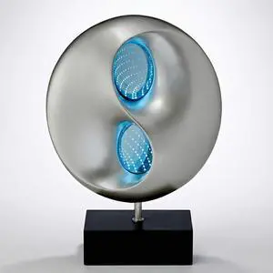 Casheey LED Infinity Mirror Tunnel Lamp  Ultra-Modern 3D Optical Illusion Desk Light, Black & Silver Finish  Ideal for Gaming Setups, Streaming Backgrounds, and Bedroom Decor