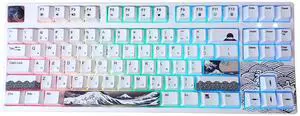 KBParadise VX80 RGB Great Wave Wired 87Key Mechanical Keyboard, Hot Swappable , 80% TKL Size,RGB Backlight , Dye Sublimination keycap ,N-Key , White Case , Kailh Box Thick Navy