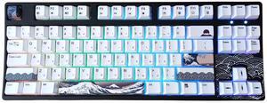 KB Paradise VX80 RGB LED Backlight Great Wave Wired 80% 87Key TMechanical Keyboard, Black Case ,18 RGB Backlight Effects, Dye-sublimation keycap ,Hot Swappable,N-Key Rollover Cherry MX RGB Silent Red