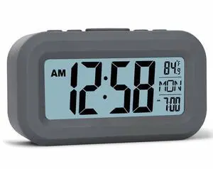FAMICOZY Small Digital Alarm Clock with Temperature Grey