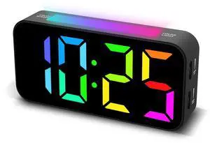 Topski Loud Alarm Clocks for Bedrooms Heavy Sleepers, Plug-in Digital Bedside Clock with Night Light, Large Display, Dual Alarm, Snooze, Dimmable for Kids Teens Boys Girls