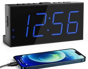 Alarm Clocks for Bedrooms,Digital Clock with 7.5''Large LED Display,Dual Alarms,USB Charging Port,5 Brightness,5 Volume,Big Snooze,12/24H&DST, Battery Backup, AC Powered Alarm Clock for Kids/Christmas