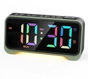 Digital Alarm Clocks with Night Light Adjustable 7 Levels Brightness and 5 Levels Volume, USB Charging Port, Big Snooze - Alarm Clock for Heavy Sleepers, Kids, Teens, The Elderly and Hearing Impaired