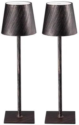 CHLORANTHUS 2 Pack Cordless Table Lamps, 3 Colors Stepless Dimming, 5000mAh Rechargeable Battery LED Desk Lamp for Bedroom/Couple Dinner/Desk/Cafe/Dining Room/Terrace(Antique Copper)