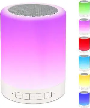RAGZAN Night Light Bluetooth Speaker Wireless Portable Smart Touch Control Bedside Table Lamp with Colorful Led, Best Gift for Teens Kids Children Students Girlfriend Boyfriend Women Men
