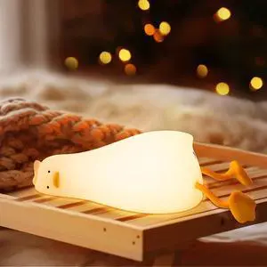 AVACOM Squishy Night Light, Lying Flat Duck Night Light, Travel Nightlight, 3 Level Dimmable Nursery, Rechargeable Bedside Touch Lamp for Breastfeeding Toddler Baby Kids Decor