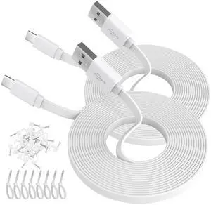 ANLINK 2 Pack 16.4FT/5M Flat Power Extension Cable for USB-C Enabled Home Security Cameras or Other Devices(Phone,Switch Pro Controller,etc), USB A to Type C Extension Charging and Data Sync Cord ANLINK 2 Pack 16.4FT/5M Flat Power Extension Cable for USB-C Enabled Home Security Cameras or Other Devices(Phone,Switch Pro Controller,etc), USB A to Type C Extension Charging and Data Sync Cord
