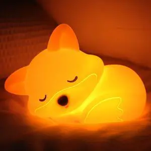 YuanDian Fox Night Light, Squishy Fox Silicone Lamp Novelty Gifts, Rechargeable Dimmable Timer Bedside Touch Nightlight for Breastfeeding Toddler Baby Kids