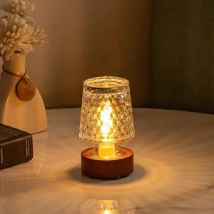 PWTZMYXGS Mini Battery Lamp, Vintage Sleep Nightlights with Timer, Battery Operated Night Lights for AdultsCordless Glass Sleep Warm Nightlights, bedside lamps, Night Lamp for Bedroom, Crystal