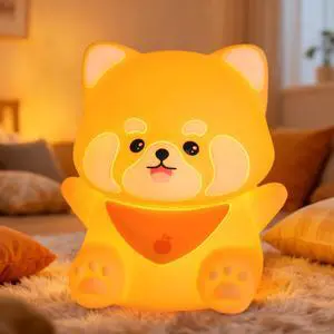 Daixinde Red Panda Lamp, Cute Night Light for Kids, Squishy Silicone Nursery Lamp for Baby, Rechargeable Dimmable LED Portable Touch Nightlight, Kawaii Room Decors, Christmas Gifts