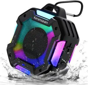 Bluetooth Shower Speaker, Portable Bluetooth Speakers IPX7 Waterproof Shower Speaker Wireless, Outdoor Speaker with Lights, TWS Stereo Pairing for Paddle Board/Beach/Pool/stocking stuffers, Black