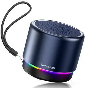 Small Bluetooth Speaker with Lights, Mini Speakers with BT5.4, 12H Battery Life & Noise Reduction Mic, Blue Portable Wireless Speaker for Room, Car, Camping and Outdoor Adventures by Music Lovers