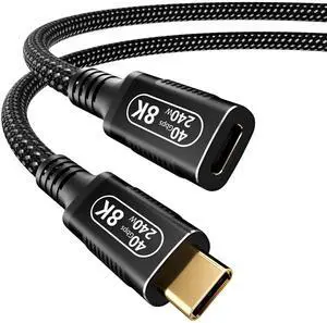 Smoizheff 1M/3.3FT USB-C Male to Female Extension Cable Compact & Tangle-Free, 40Gbps High-Speed and 240W PD, Supports Thunderbolt 4/3/USB4/8K Display, Compatible with M-acBook/Dell/SSD/eGPU