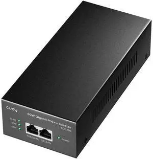 Cudy POE300 60W Gigabit Ultra PoE+ Injector, Up to 60W Ultra Power Supply, 10/100/1000Mbps Shielded RJ-45, IEEE 802.3af/802.3at Compliant, Not Support 802.3 bt/PoE++/ Passive PoE, Metal housing