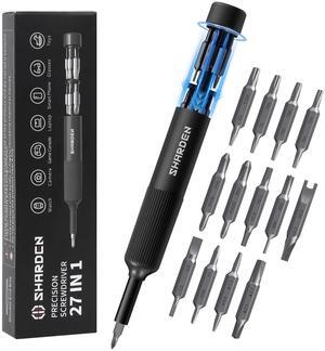 Sharden 27-in-1 Precision Screwdriver Set Multi Bit Small Screwdriver Magnetic Mini Screwdriver Set Pen Style Manual Repair Tool Kit For Eyeglass, Watch, Computer, Jewelers, Laptop, Electronics, Phone