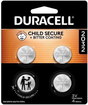Duracell 2032 Lithium Battery. 4 Count Pack. Child Safety Features. Compatible with Apple AirTag, Key Fob, and other devices. CR2032 Lithium 3V Cell. 2032 Battery, Lithium Coin Battery