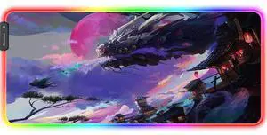 Gaiamat XXL RGB Gaming Mouse Pad,Large LED Anime Mousepad with Non-Slip Rubber Base and Durable Stitched Edges,35.4x15.7IN Mouse Mat Laptop PC Desk Mat(leddragon)